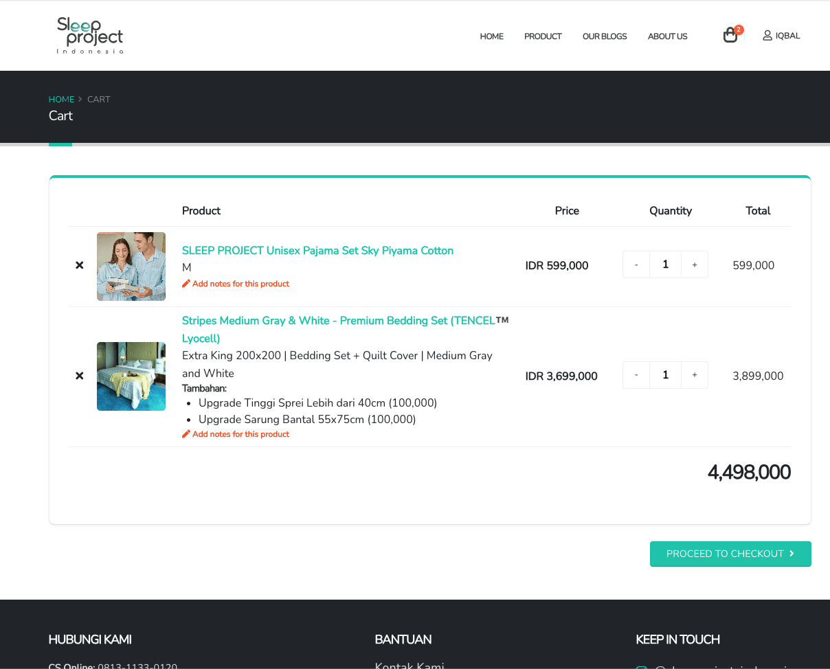 Sleep Project Indonesia cart page